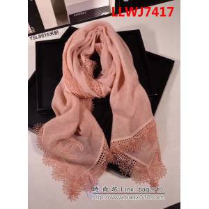 CHANEL香奈兒頂級品 2018秋冬新款山羊絨蕾絲邊圍巾 YSL8615 LLWJ7417