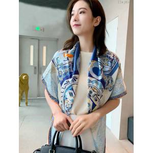 HERMES圍巾 愛馬仕專櫃新品 真絲緞面燙金大方巾  llwj6546