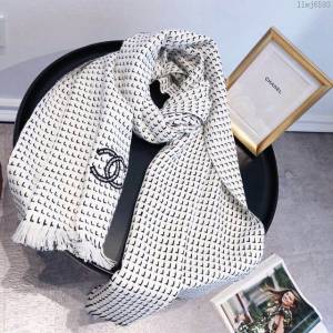 CHANEL圍巾 香奈兒刺繡logo經典格紋 百搭爆款輕薄女圍巾  llwj6593