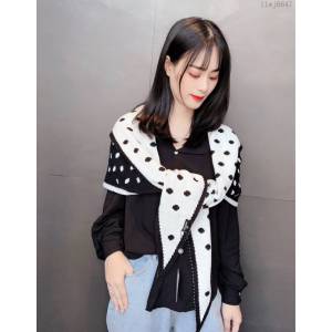 CHANEL圍巾 香奈兒爆款小香圓點菱形巾 CHANEL針織雙面雙色菱形圍巾 披肩  llwj6647