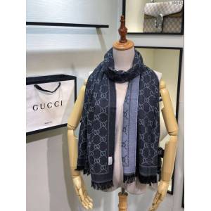 GUCCI圍巾 頂級絲羊毛 經典花色和字母圖案 古馳山羊絨GG大提花長圍巾  llwj6678