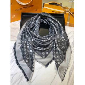 LV圍巾 暗紋提花Monogram圖案 頂級絲羊絨 LV最經典款女方巾  llwj6710