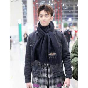 Gucci經典男士羊絨長巾 古馳蒙古高原細羊絨圍巾 古琦小蜜蜂2021巴黎時裝展羊絨圍巾  mmj1077