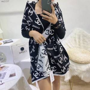 CHANEL專櫃2021新款女士字母圍巾 香奈兒簡單百搭羊絨小香圍巾  mmj1297