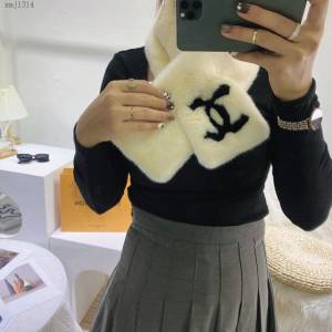 CHANEL專櫃新款網紅爆款系列女士圍巾 香奈兒毛毛領圍脖水貂毛皮草秋冬新款水貂毛圍巾  mmj1314