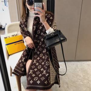 Louis Vuitton女款披肩圍巾 路易威登經典Monogram圖案大圍巾 LV拼色字母邊框提花圍巾  mmj1341
