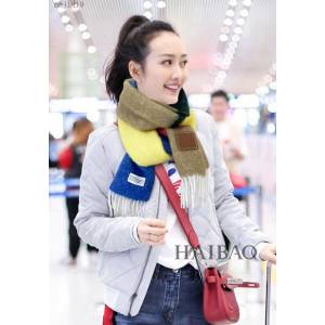 loewe女士圍巾 羅意威2021款拼色羊絨長巾  mmj1419