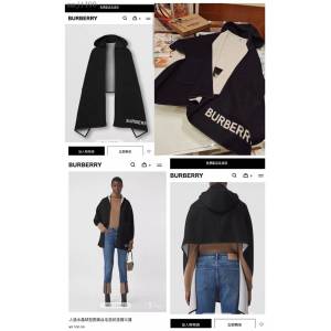 Burberry水晶圖案絲毛連帽斗篷披肩 巴寶莉2021新款真絲羊毛女士披風圍巾  mmj1490