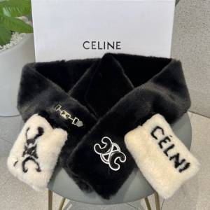 Celine賽琳2021秋冬百搭圍脖 賽琳拼色纖維毛皮草  mmj1604