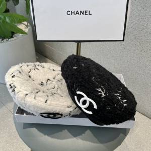 CHANEL專櫃新款女士百搭款貝蕾帽 香奈兒羊羔毛貝蕾帽  mmj1626