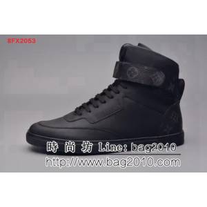 路易威登LV 高端狠貨 原版絲綢皮時尚休閒運動高幫男鞋 8FX2053