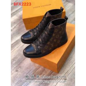 路易威登LV 專櫃新款原版牛皮配老花高幫男士休閒鞋 8FX2223