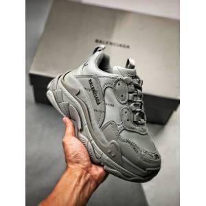 Balenciaga經典款男女鞋 巴黎世家頂級版本Triple S大底LOGO酷灰彈幕老爹鞋 Balenciaga情侶款老爹鞋  hdbl1209
