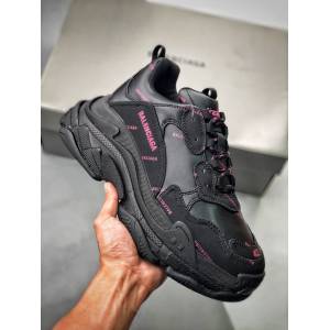 Balenciaga經典款男女鞋 巴黎世家頂級版本Triple S大底LOGO黑粉彈幕老爹鞋 Balenciaga情侶款老爹鞋  hdbl1211