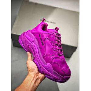 Balenciaga經典款男女鞋 巴黎世家頂級版本Triple S大底LOGO紫粉彈幕老爹鞋 Balenciaga情侶款老爹鞋  hdbl1213