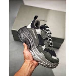 Balenciaga經典款男女鞋 巴黎世家頂級版本Triple S大底LOGO黑灰漸變老爹鞋 Balenciaga情侶款老爹鞋  hdbl1214