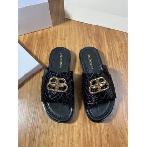 Balenciaga經典款男鞋 巴黎世家頂級版本男士夏季牛皮鞋面涼拖  hdbl1286