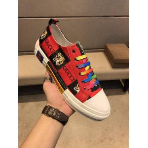 GUCCI男鞋 高品質 頂級代購 男士2019HK專櫃同步 古馳系帶帆布鞋 Gucci新款男板鞋  hdnx1151