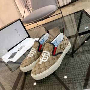 GUCCI男鞋 頂級代購 專櫃同步 高密度電繡圖案 古馳男板鞋 Gucci男休閒鞋  hdnx1306