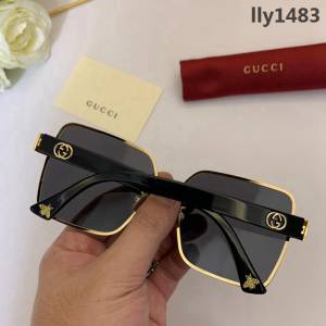 GUCCI古馳 新款 小蜜蜂系列 方形大氣墨鏡 男女款 時尚金屬板材太陽鏡  lly1483