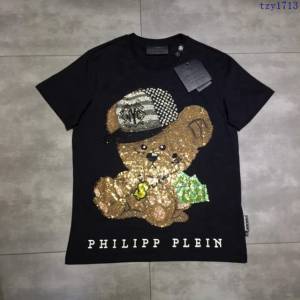 Philipp Plein短袖衣 19春夏新款 普萊因男士黑色小熊印花T恤  tzy1713
