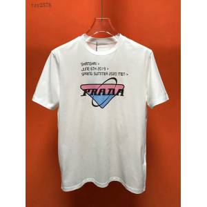 Prada白色短袖衣 2020新款T恤 男女同款  tzy2578