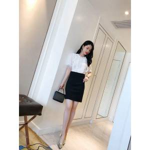 Chanel女裝 香奈兒連衣裙 法國專櫃同步 2019新款 水溶花 拼接 假兩件連衣裙  xly1406