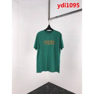 FENDI芬迪 19FW春夏新款 黃色包邊Fendi字母印花短袖 情侶款 ydi1095