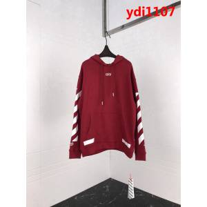 OFF white18ss 酒紅色箭頭 基礎連帽衛衣 情侶款 ydi1107