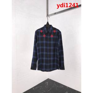 GVC紀梵希 18SS秋冬新款 五星刺繡圖案 格紋襯衫 情侶款 ydi1241