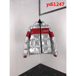SUPREME  18ss秋冬新款 紅色suP印花搭配亮銀色 加厚棉服 情侶款 ydi1247