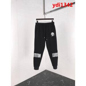 LV路易威登 18FW秋冬新款 限定Vivian圖案 銀色logo印花 純棉長褲 情侶款 ydi1342