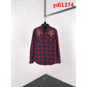 GUCCI古馳 18SS秋冬新款 字母刺繡 格紋襯衫 情侶款 ydi1374