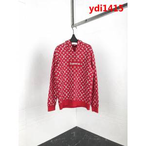 LV路易威登 X SuP全球限量聯名款 滿印lv繡標 原版純棉抓絨連帽衛衣 情侶款 ydi1415