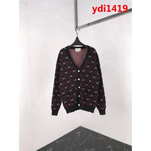 GUCCI古馳 黑紅新配色系列 18ss秋冬新款 全身雙G logo 開衫毛衣 情侶款 ydi1419