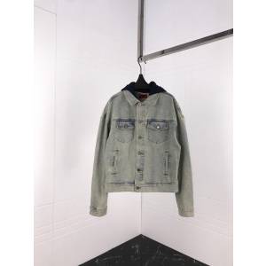 424on Fairfax 洛杉磯潮牌 18fw新款 牛仔連帽夾克 做舊水洗外套 情侶款 ydi1432