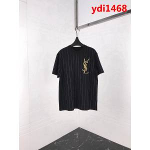 YSL聖羅蘭 19ss最新元素 條紋萬鑽 加厚純棉短袖 情侶款 ydi1468