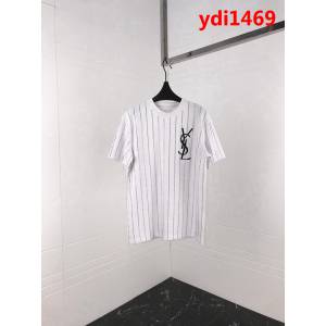 YSL聖羅蘭 19ss最新元素 條紋萬鑽 加厚純棉短袖 情侶款 ydi1469