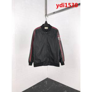 GUCCI古馳 19早春新款 手臂拼色拼接條紋徽章 男款皮衣夾克 ydi1530