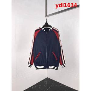 GUCCI古馳 紅藍撞色字母飾帶 絲綢面料 雙面穿 夾克套裝 情侶款 ydi1634