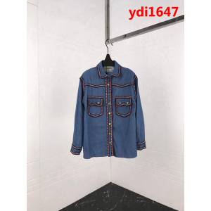 CHANEL香奈兒 18ss 中古系列 織帶拼接 男款牛仔襯衣 網紅明星同款 ydi1647