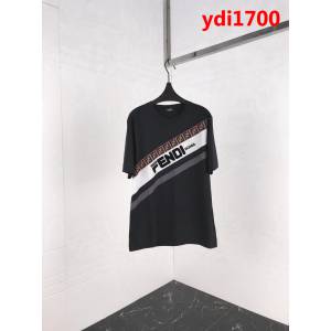 FENDI芬迪 19SS早春新款 植絨Fendi字母 絲光棉短袖 情侶款 ydi1700