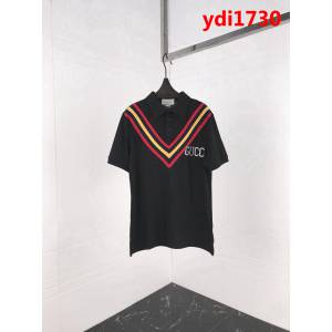 GUCCI古馳 19早春新款 拼色條紋“PIRATES”刺繡字母 絲光珠地棉 男款Polo衫 ydi1730