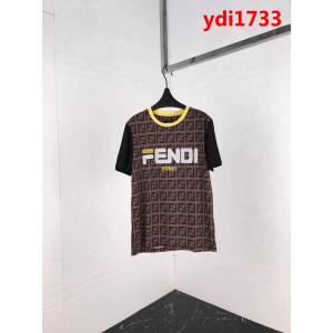 FENDI芬迪 19早春新款 袖子拼色 植絨Fendi字母 男款短袖 ydi1733