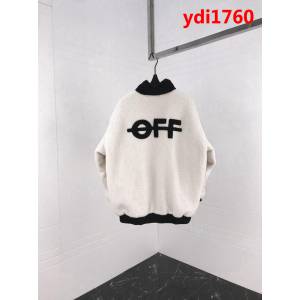 OFF-white18秋冬新款 字母搖粒絨 黑白撞色 寬鬆版 男款加棉外套 ydi1760