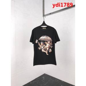 BURBERRY巴寶莉 19ss早春新款 經典格紋 丘比特印花圖案 純棉黑色短袖 男女同款 ydi1789