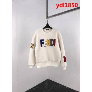 FENDI芬迪 18ss秋冬新款 羊羔毛套頭 彩色Fendi字母 白色衛衣 男女同款 ydi1850