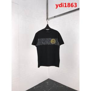 FENDI芬迪 19ss Roma系列 早春新款 厚版立體印花 黑色短袖 男女同款 ydi1863