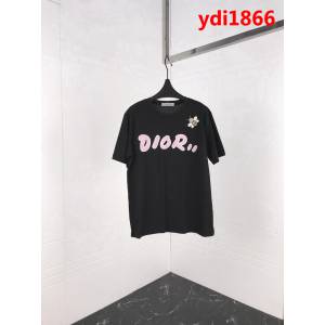 DIOR迪奧 19ss 國外官網限量款 植絨毛巾布Dior字母 發泡印花小蜜蜂 黑色短袖衣 男女同款 ydi1866