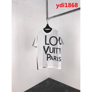 LV路易威登 19ss 國外官網限量款 前後拼色 左側大字母印花 純棉白色短袖 男女同款 ydi1868